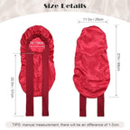 AWAYTR Long Satin Bonnet for Braids - Elastic Silk Hair Bonnets for Sleeping Night Cap Stretchy Tie Band for Women（Wine Red）