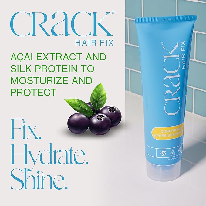 Crack HAIR FIX Conditioner with Twist Bottle | Intense Hydration & Frizz Control | Strengthens, Detangles & Restores Shine | Sulfate-Free, Vegan, Cruelty-Free & Made in USA | 8.5 Oz
