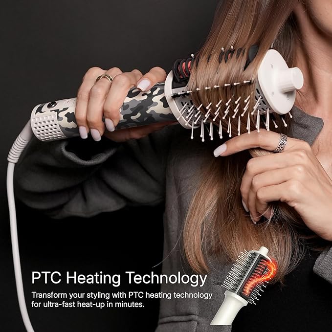 Ellena E1 Blow Dryer + Straighten Hair Brush Dual Mode, Hot Air Brush with 110000RPM High Speed Brushless Motor/Oval Air Barrel/3D Teeth Heated Comb/Handheld Cored, Styler Tool for All Hair Types