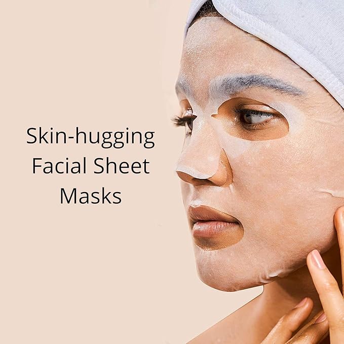 Rael Face Mask Skin Care, Collagen Face Masks - Bamboo Facial Sheet Mask, Korean Skincare, with Collagen Essence and Fruit Extracts, Nourishing and Moisturizing, All Skin Types (Collagen, 5 Sheets)
