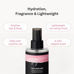 Perfumed Hair Mist for Women – Castor Oil for Shine & Long-Lasting Scent, Clean Hair Perfume & Body Mist – Botanical Waters & 17 Amino Acids, Sulfate, Paraben, Silicone-Free – Baby Musk, 125ml