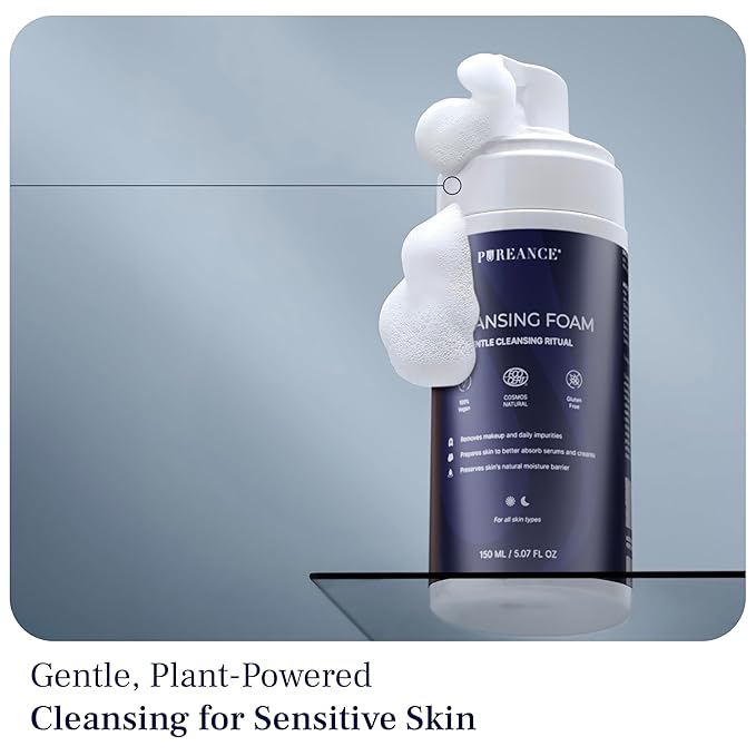 PUREANCE Cleansing Foam - Face Wash for Women - Gentle Foaming Facial Cleanser - Sensitive Skin Facewash - With Calendula, Chamomile, Lactic Acid & More - 5.07 Fl Oz