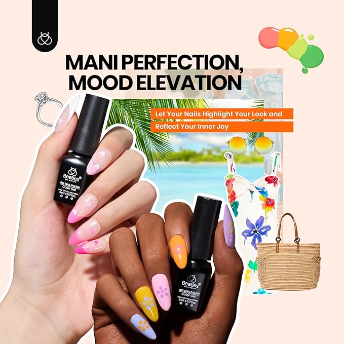 Beetles Gel Nail Polish Kit with U V Light - 75PCS Chic Outfits 45 Colors Gel Polish Set All Season Nail Kit with 5PCS Base Top Coat Soak Off Nails Art Tools Perfect Manicure Set Gifts for Women