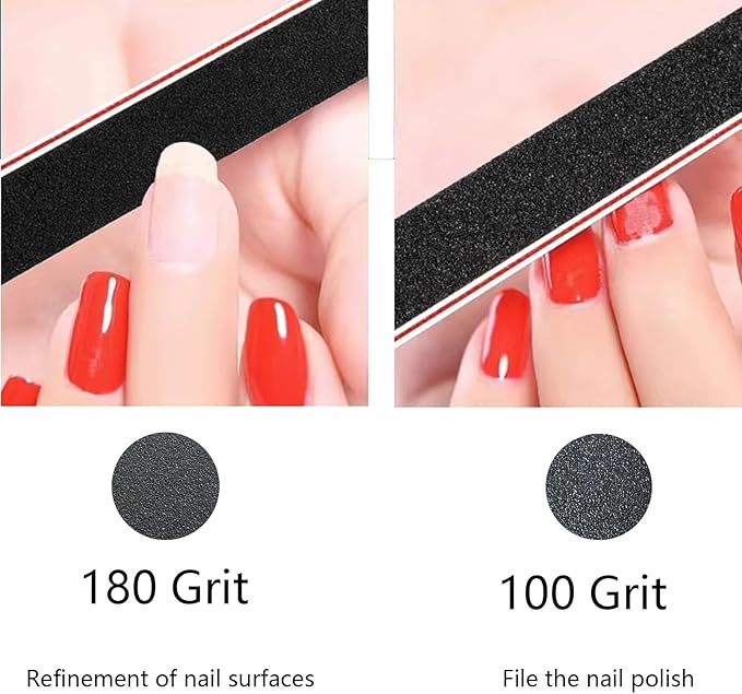 21 Pcs Nail File 100/180 Grit Nail Files,Black Double Sided Emery Boards