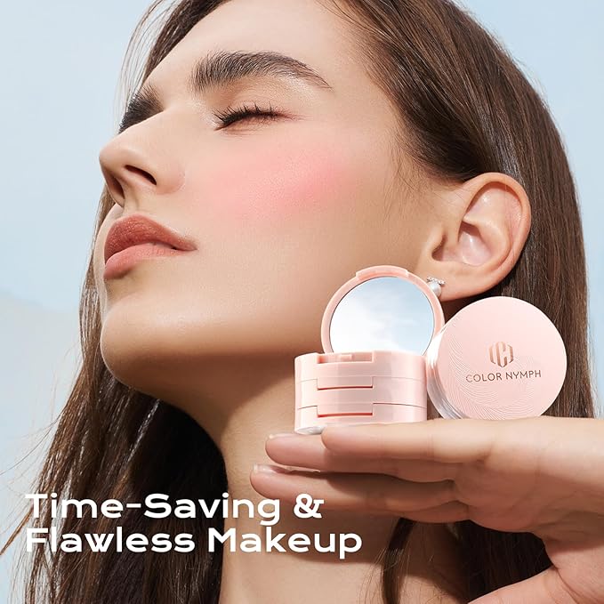 Color Nymph 3-IN-1 Face Palette, Ultra-Smoothy Creamy Blush Highlighter Bronzer Palette, Matte & Long-Lasting, Glowy Finish - Makeup Stacks for Travel | Vegan & Cruelty-Free - Sunset Kiss