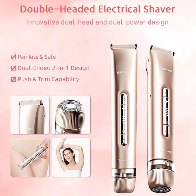 2 in 1 Dual Head Bikini Shaver，Pink Rose