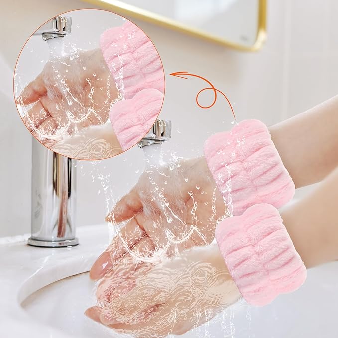 2pcs Wrist Bands for Washing Face Wash Wristbands Wrist Towels Arm Bands for Skincare Makeup Wrist Cuffs Spa Wrist Scrunchies
