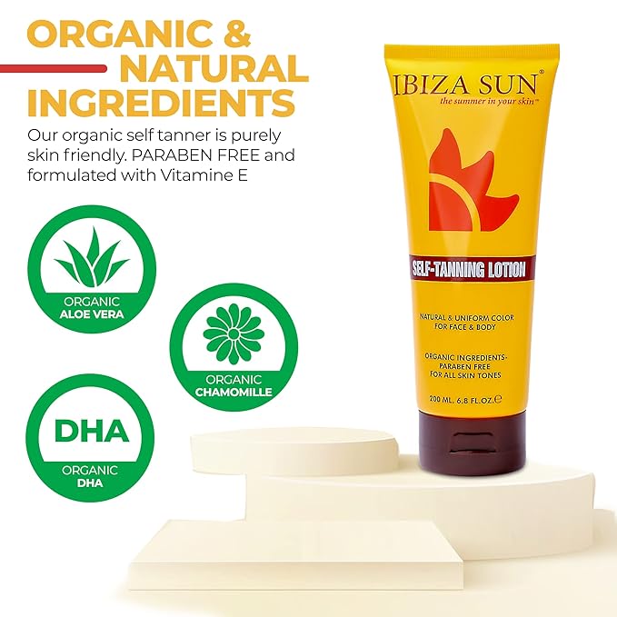 Self-Tanning Lotion – Organic Sugar Cane DHA, Vitamin E Moisturizer, Paraben-Free, Fragrance-Free, Vegan Sunless Tan Lotion for Healthy Golden Glow