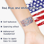 Patriotic Body Glitter Stick, Waterproof Face Glitter Gel, Chunky Glitter Face Paint, 4th of July Red White Blue Sequin Hair Glitter Makeup for American Pride USA Flag Makeup for Independence Day