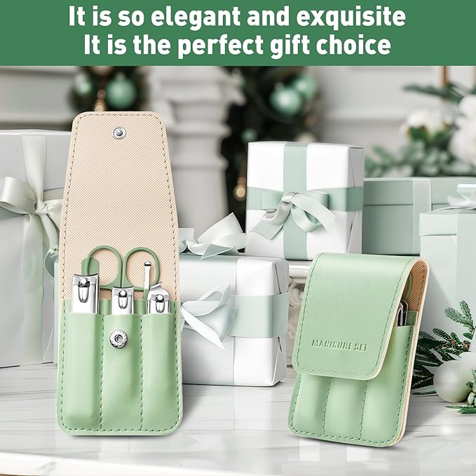 Manicure Kit Gifts for Women, Useful Nail Clipper Set, Christmas Small Gifts for Wife, Cute Stocking Stuffers for Teenage Daughter, Exquisite White Elephant Gifts for Adults (green)