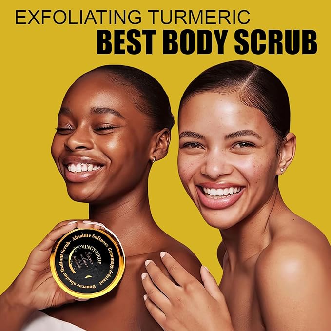 (29) Exfoliating Turmeric Body Scrub – Sea Salt, Jojoba & Almond Oil | Daily Body Exfoliator for Smooth, Radiant-Looking Skin | Gentle, Hydrating Scrub for All Skin Types (280ml)