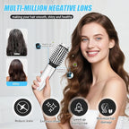 Cordless Curling Iron Brush,1.5-inch Mini Travel Curling Iron,3-in-1 Portable Heated Round Straightening Brush,Rechargeable Curlings Irons,for Curls,Straightening,De-frizzing and Styling,White