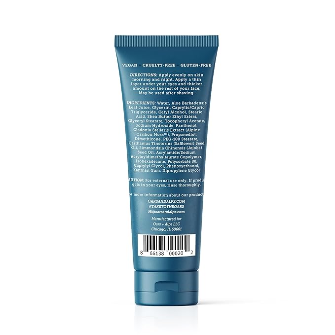 Oars + Alps Face Moisturizer and Eye Cream, Face Lotion with Aloe Leaf Juice and Vitamin E, Long Lasting, Hydrating Cream, TSA Friendly, 2.5 Fl Oz, 2 pk