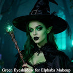 MEICOLY Light Green Eyeshadow with Mirror,Stocking Stuffers for Women,Forest Green Matte Eye Shadow Palette for Christmas Wicked Witch Elphaba Makeup,Pressed Powder Eyeshadow,Eye Makeup Eyelid Color