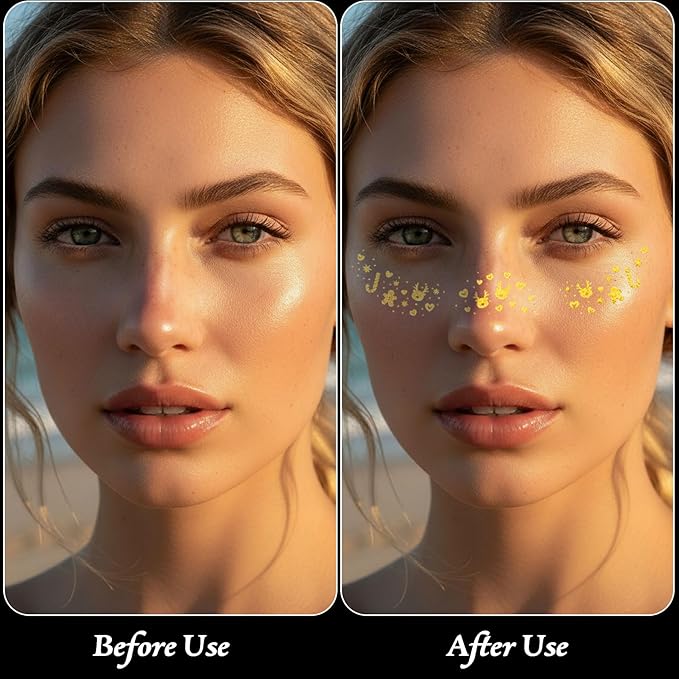 Face Glitter Freckles 12 Pcs Christmas Temporary Face Tattoos Stickers Waterproof Sparkle Face Speckles Makeup Patches Cute Body Temporary Tattoo Rave Accessories for Women Music Festival Accessorie