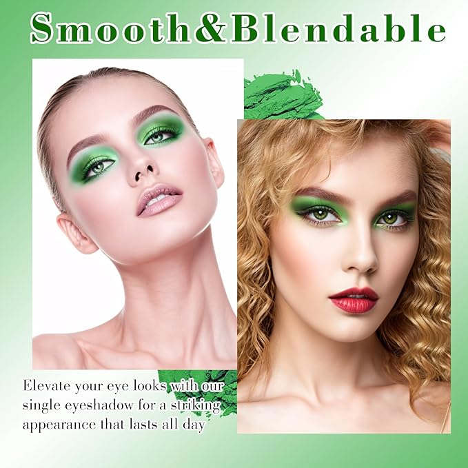 MEICOLY Light Green Eyeshadow with Mirror,Stocking Stuffers for Women,Forest Green Matte Eye Shadow Palette for Christmas Wicked Witch Elphaba Makeup,Pressed Powder Eyeshadow,Eye Makeup Eyelid Color