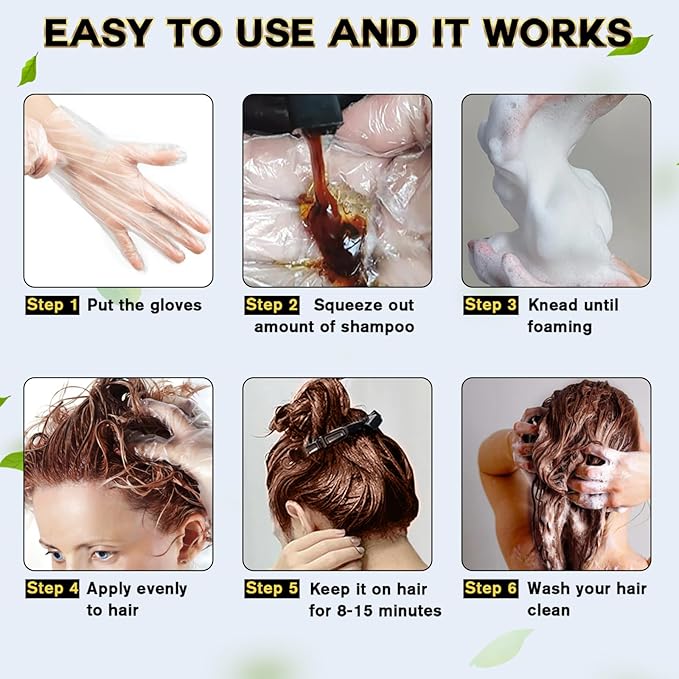 IIIMEIDU Hair Dye Shampoo 3 in 1 for Gray Hair, Herbal Ingredients Shampoo Dark Coffee Hair Dye for Women Men, Grey Coverage 500ml