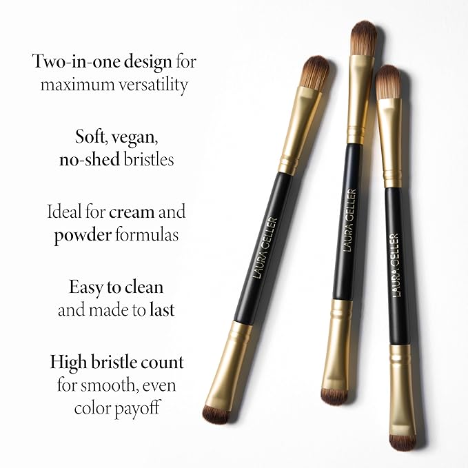 LAURA GELLER NEW YORK Dual-Ended Eyeshadow Brush - Domed Shader & Blending Brush for Baked and Pressed Eyeshadow Application - All Over Eye Makeup Brush