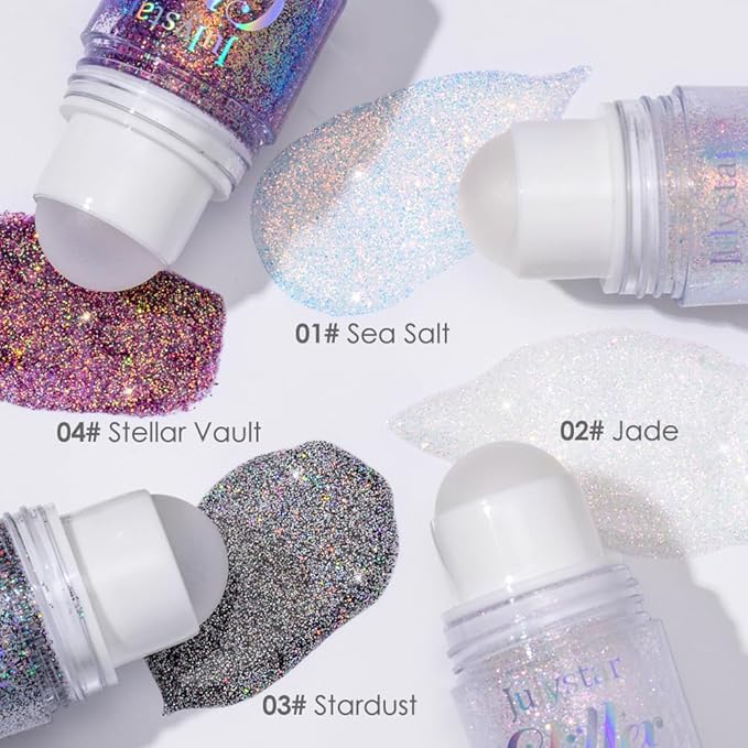 Roll-on Face Body Glitter Gel for Women Kids, Holographic Chameleon Color Glitter Gel Long Lasting Shimmer Makeup for Singer Concerts Music Festival Halloween Rave Accessories (#8 Aurora Violet)