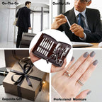 FAMILIFE Manicure Set, Nail Clippers Set Professional Manicure Kit 11 in 1 Stainless Steel Pedicure Tools Nail Kit Mens Grooming Tool with Portable Leather Travel Case Dark Violet Birthday Gifts