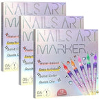 12 Colors Nail Art Pens Set,DIY Nail Art Markers 0.5mm Nail Polish Pens Quick Dry,Nail Art Pens for Painting Graffiti Manicure Home Salon,3 Set