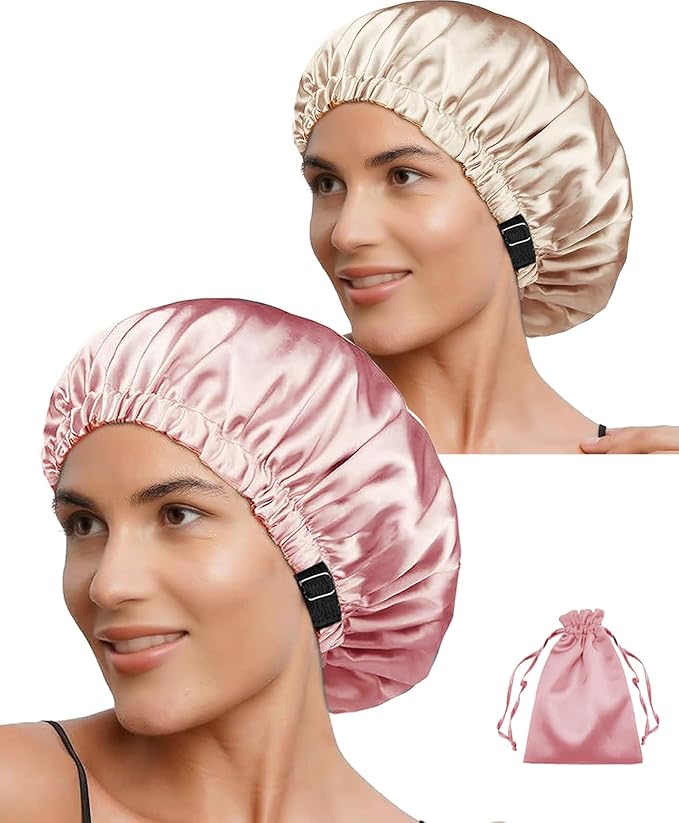 3Pcs Hair Bonnets For Sleeping Satin Bonnet For Women Silk Bonnets Womens Curly Hair Sleep Caps Silky Night Cap