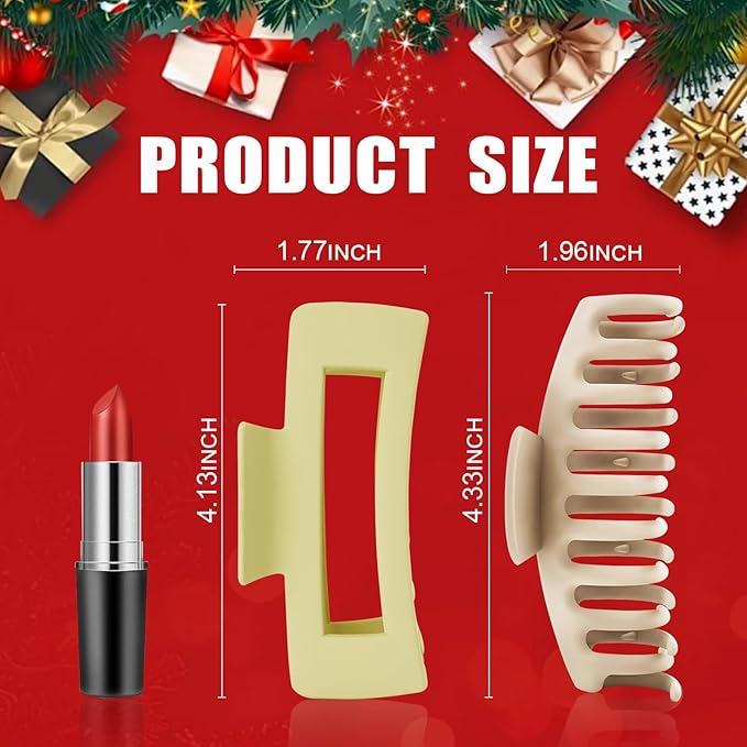 TOCESS Big Claw Clips for Women & Girls, 8 Pack 4.33 Inch Matte Jumbo Hair Claw Clips, Strong Hold Non-Slip Rectangle Hair Clamps for Thick, Curly, Long or Fine Hair