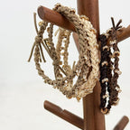 10pcs Braided Hair Ties with Gold & Crystal Beads, Elastic Hair Ties for Women, Neutral Colors