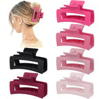 3.5 Inch Medium Hair Claw Clips 6 Pack Hair Clips for Women Square Rectangle Claw for Hair Banana Jaw Clips Hair Accessories for Girls (Pink)