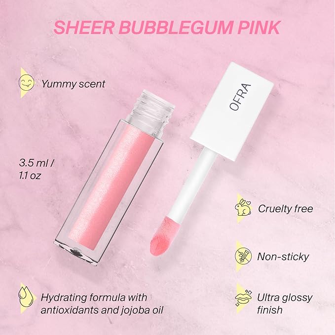 Ofra Lip Gloss - Glossip | Non Sticky, Ultra-Glossy Lip Gloss | Long Lasting Formula for a Smooth, Hydrated Finish | 3.5ml/1.1oz