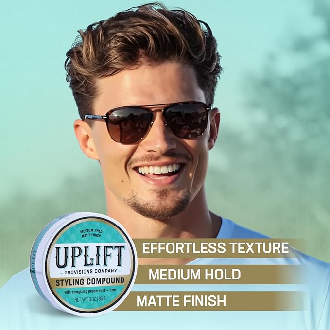 Uplift Provisions Company Styling Compound - Hair Clay Pomade with a Natural, Matte Finish and Medium Hold - Versatile Styling Clay for Men or Women 3 oz