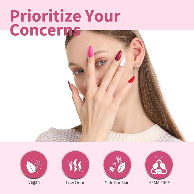 CANNI 9ml Hema-Free Gel Nail Polish Set- 6Pcs White Black Burgundy Red Purple Nude Colors Gel Polish Kit, Soak Off LED Nail Gel Manicure Kit DIY at Home Salon Gifts for Women Girls