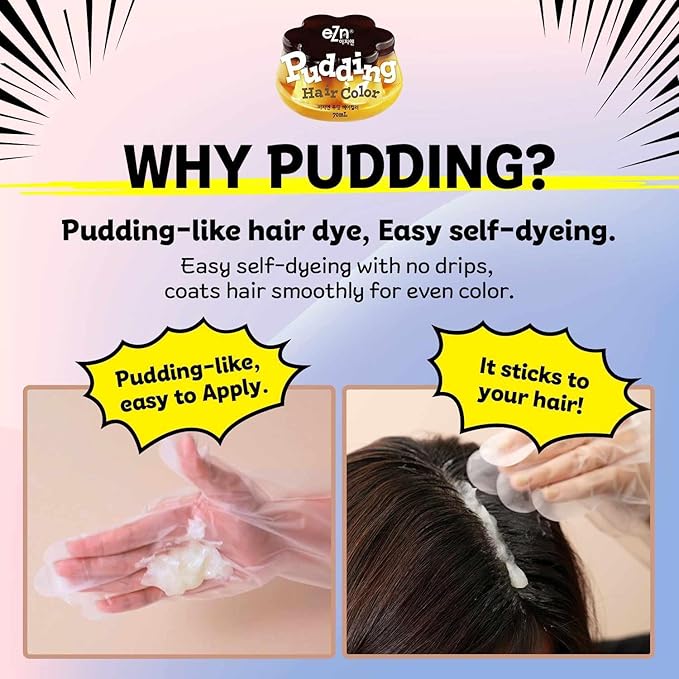 eZn Pudding Hair Dye, Ammonia-Free, Semi-Permanent DIY Korean Hair Dye Color with Keratin, Odorless Gentle for Sensitive Skin No Skin Irritation (Vienna Brown)