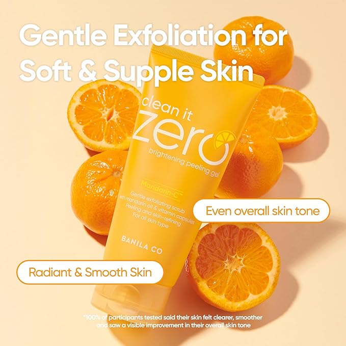 BANILA CO Clean it Zero Brightening Peeling Gel | Gentle Exfoliating Scrub with Mandarin Orange Extract, Korean Skincare for Smooth & Radiant Skin (120ml / 4.05 fl.oz)