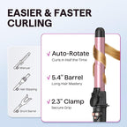 Wavytalk Rotating Curling Iron, Curl Cycle, 1 Inch Automatic Curling Wand for Long Hair, Get Effortless Curls with Self Spinning Barrel up to 430°F with Home Button, Dual Voltage, Rose Gold