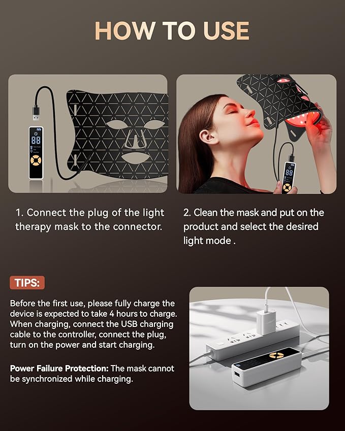 FOLOKE LED Light Therapy Mask Skin Care Mask, LED Red Light Therapy 630nm & 850nm Wavelength for Home Use, Body Beauty Machine for Care at Home