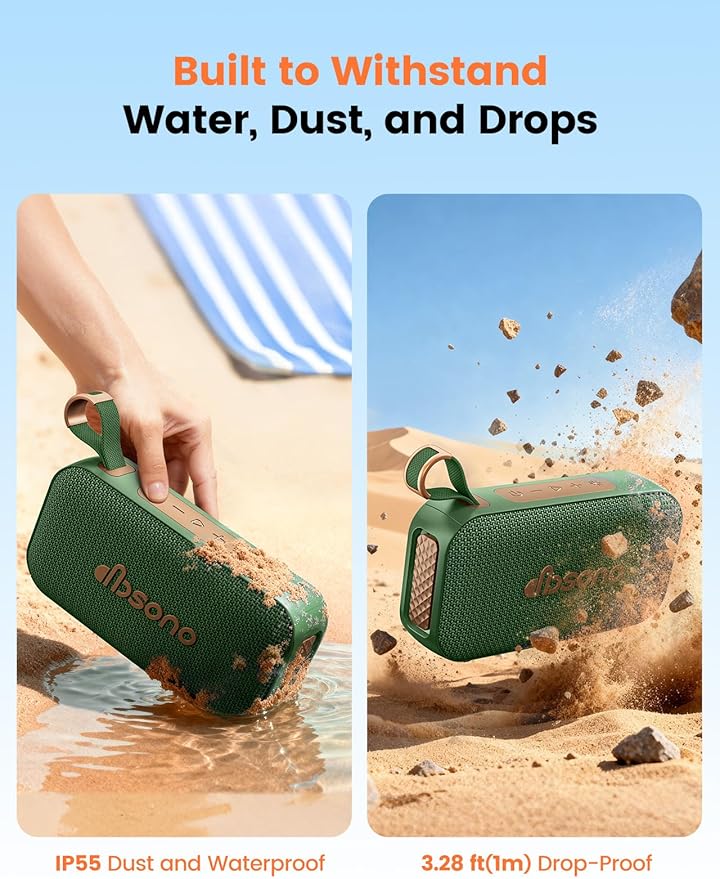 Bluetooth Speaker White Elephant Gifts: Christmas Stocking Stuffers for Men Adults Teens, 30H Playtime, Portable Wireless Speakers, Powerful Bass, Lightshow, Birthday Beach Vacation Essentials, Green