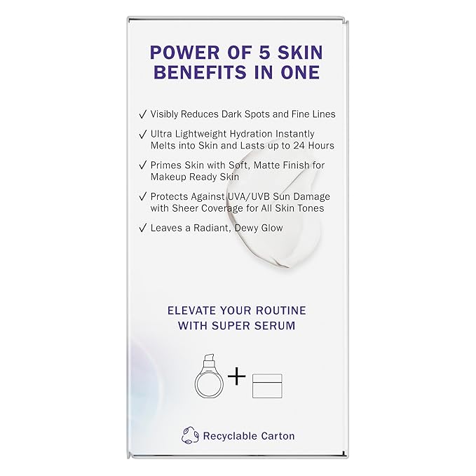 Olay Super Cream with Sunscreen SPF 30, Trial Size, Lightweight Face Moisturizer with Sun Protection, 5-in-1 Skin Care Benefits - Hydrating, Brightening, Firming - Niacinamide, Vitamin C, 15 mL