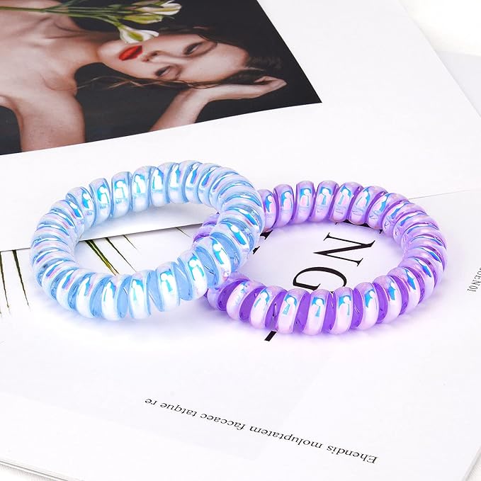 JessLab Spiral Hair Ties for Women, 10-Pack Traceless No-Damage Ponytail Holders, Coils Hair Bands for Girls, Assorted Colors