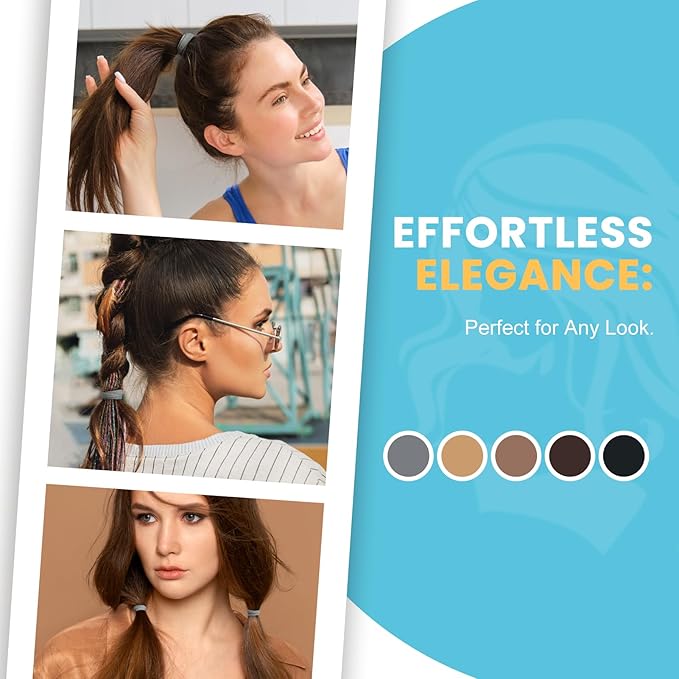 HOYOLS 100pcs Soft Hair Ties no Damage, Seamless Soft Thick Ponytail Holder Scrunchies Head Bands No Crease for Women Girls (Brunette Brown Set)