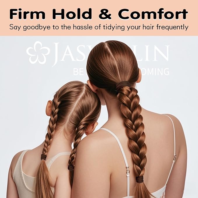 30 Pcs 2.4 Inch Large Hair Ties, Extra Big Seamless Cotton Elastic Bands for Thick Thin Curly, Soft Stretchy Ponytail Holders for Women Girls Men (Dark Brown)