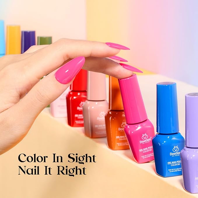 Beetles Gel Nail Polish Kit with U V Light - One Color One Bottle 45 Colors Gel Polish Kit 75 Pcs Gifts for Women Teen Girls with Top Base Coat Beauty Must Have DIY Salon Emotional Journey Collection