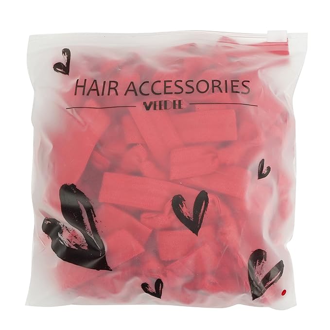MEEDEE 100 Pack Red Hair Accessories: Soft, No-Crease, No-Damage Knotted Ribbon Hair Ties & Ouchless Ponytail Holders for Women, Yoga, and Everyday Wear