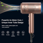 slopehill Professional Ionic Hair Dryer, Powerful 1800W Fast Drying Low Noise Blow Dryer with 2 Concentrator Nozzle 1 Diffuser Attachments for Home Salon Travel (Mocha Mousse)