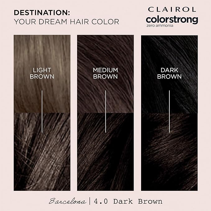 Clairol ColorStrong Permanent Zero Ammonia Hair Dye, 4.0 Dark Brown - Barcelona Hair Color, Pack of 1
