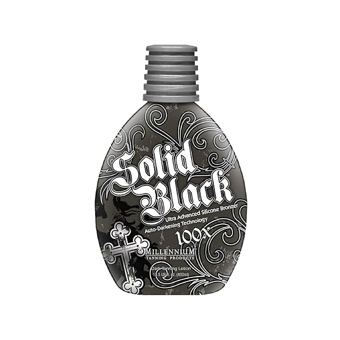 Millennium Tanning SOLID BLACK 100X Dark Tanning Lotion Indoor Outdoor Tan Enhancing Silicone Bronzer Tanning Bed Lotion 13.5 Fl oz (400 ml)
