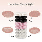Kitsch Spiral Hair Ties for Women - Creaseless and Dent-free Coil Hair Ties | No Damage, Phone Cord Coils | Made of Flexible and Durable Plastic | Ideal for Daily Use - 8pcs Basics