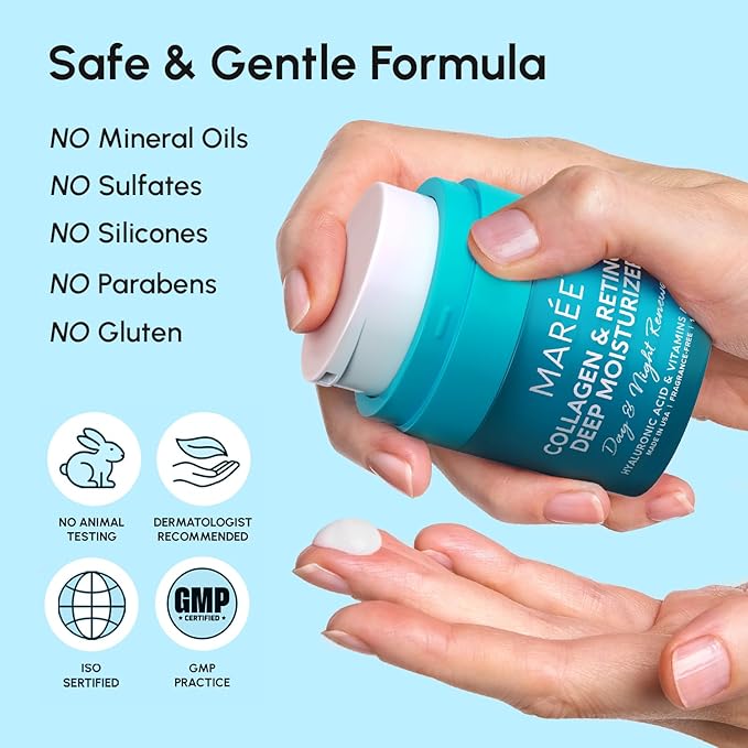 MAREE Face Moisturizer Retinol DD Cream for Face - Daily Wrinkle Cream for Women - Anti Aging Face Cream - Facial Moisturizer with Collagen - Crema Hidratante Para la Cara for Skin Tightening