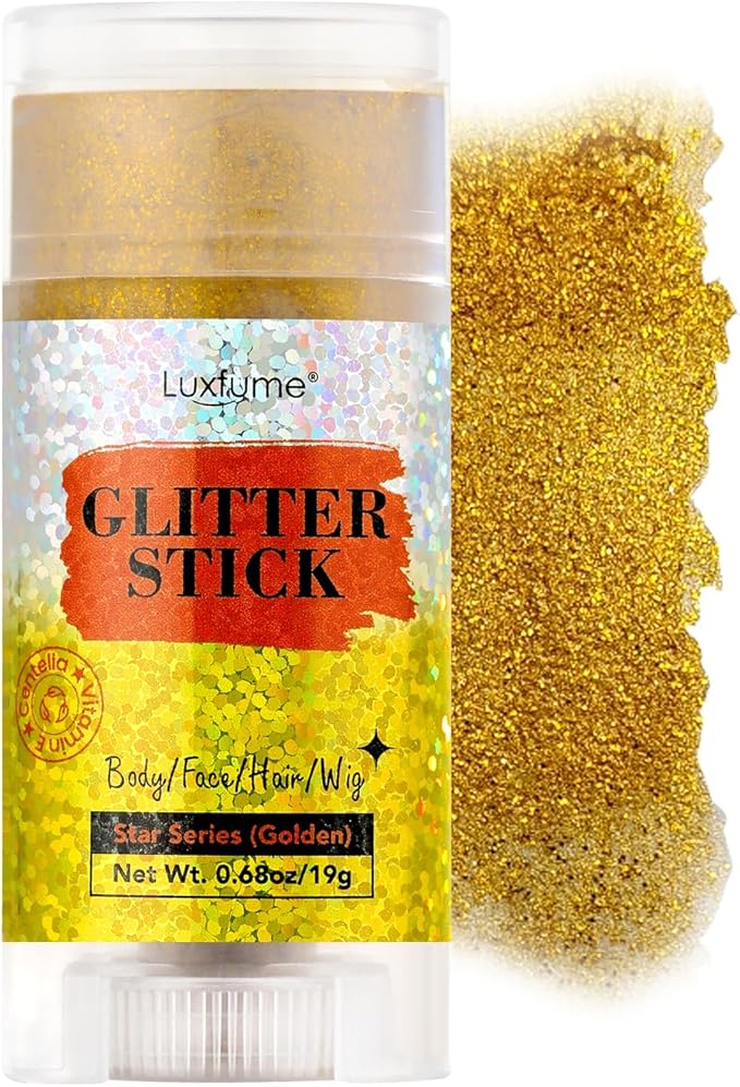 Gold Body Glitter Stick - Face & Hair Glitter Stick for Shimmer & Shine, Long-Lasting Sparkle,Glitter Gel for Hair, Glitter Makeup for Women and Men