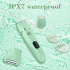 3-in-1 Electric Razor IPX7 Waterproof Bikini Trimmer Wet & Dry Use Painless Personal Trimmer Groomer for Ladies Face Body Legs Bikini Public Hairs Electric Lady Shaver with Replaceable Heads